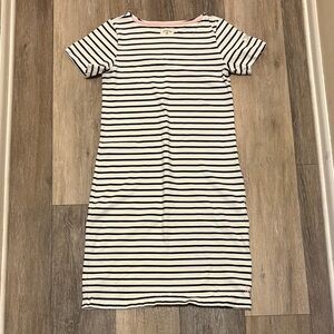 Black and White Striped T-Shirt Dress with Pink Trim